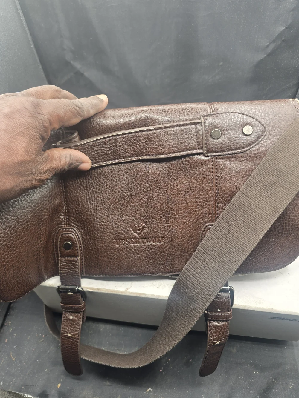 Men's Brown Leather & Tan Canvas Messenger Bag - Classic Carry